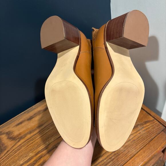 Zara Leather Knee High Block Heel Pull On Boots - Picture 8 of 15